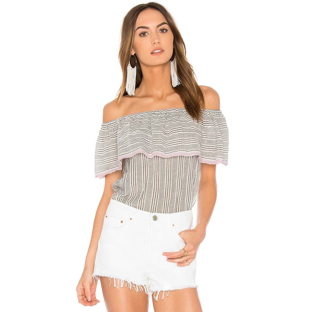 Bailey 44 Fetir Off Shoulder‎ Cotton Gauze Top in Gray Size Small